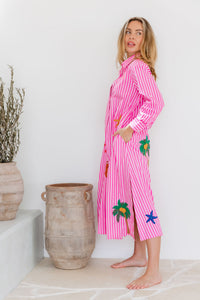 Thumbnail for Maldives Shirt Dress - Pink Stripe