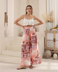 Thumbnail for Eadie Wide Leg Pants - Pink Sunset