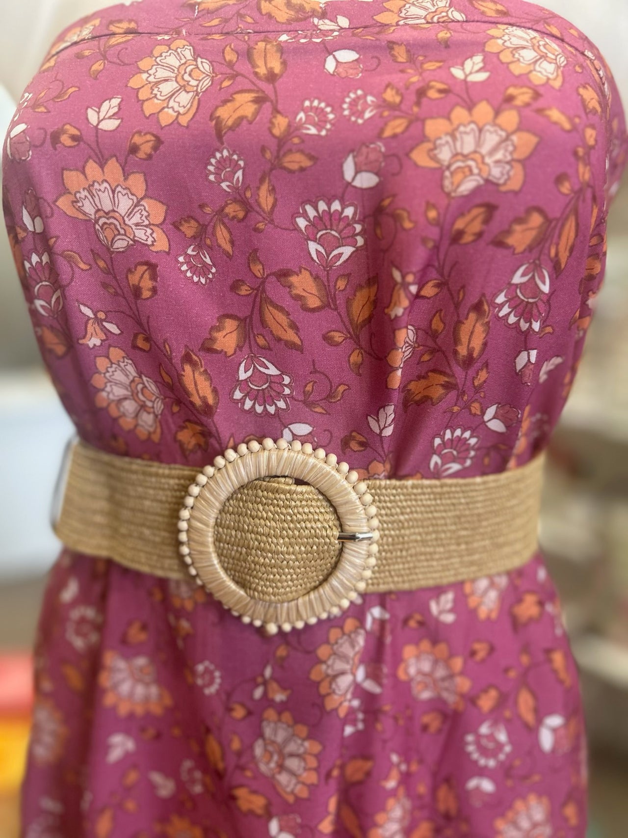 Sandy Belt - Natural with Round Woven Beaded Buckle