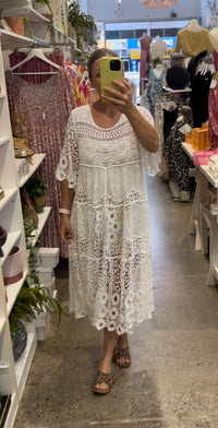 Thumbnail for Cecelia Crochet Dress - White