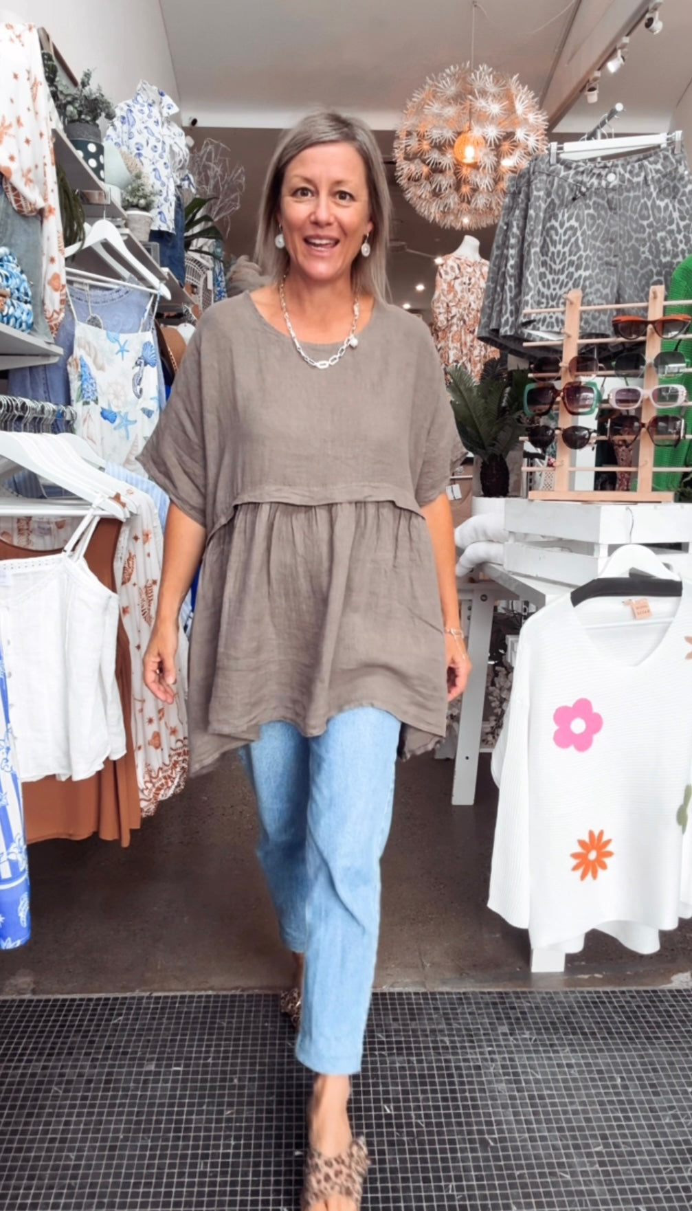 Geneva Linen Top - Olive