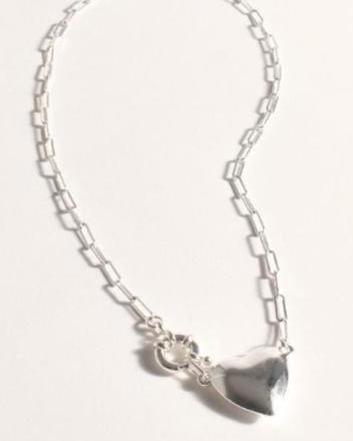 Heart Fob Necklace - Silver