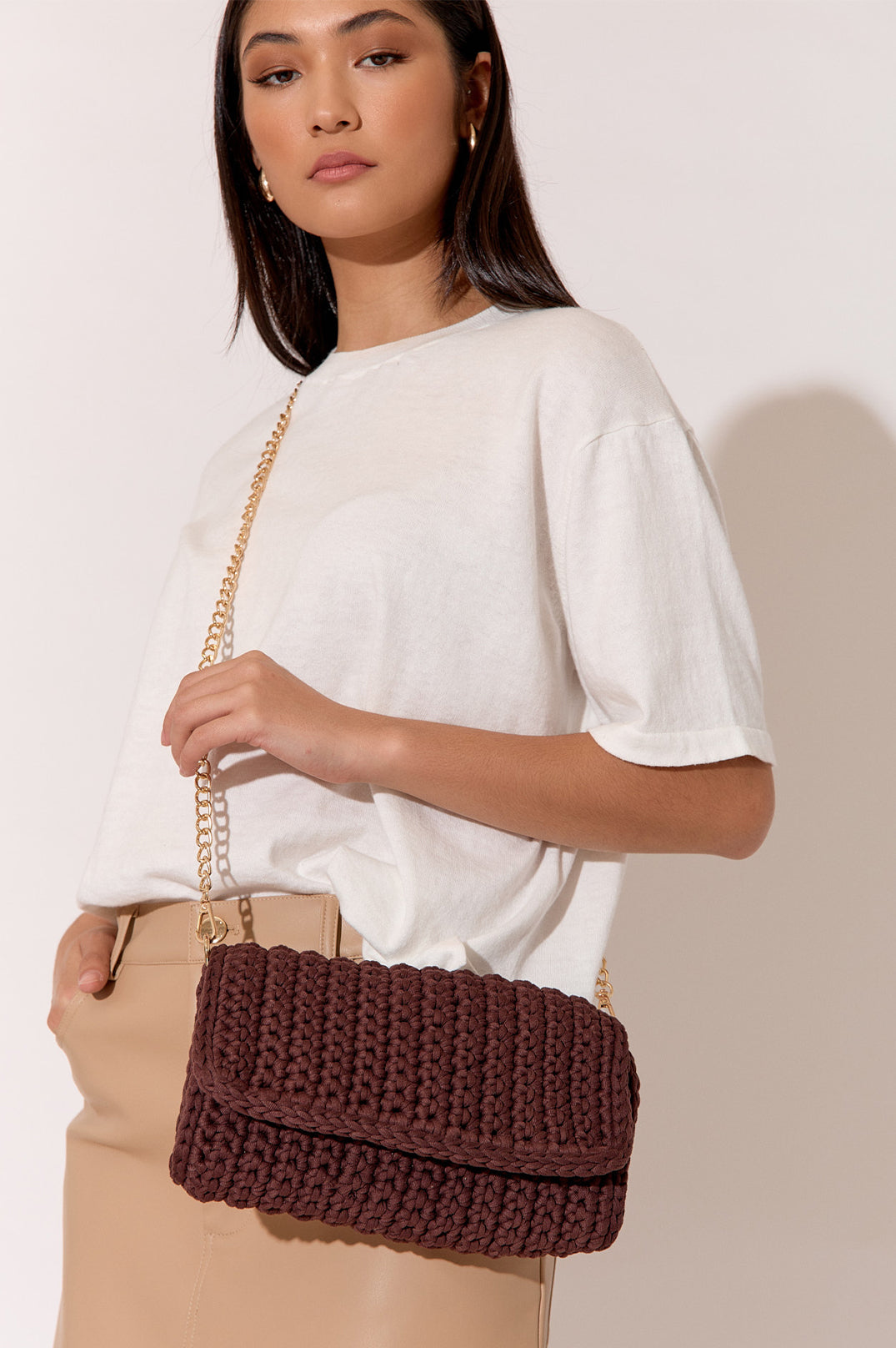 Katarina Knit Clutch Bag - Chocolate