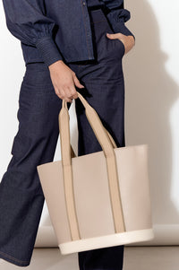 Thumbnail for Della Webbing Tote Bag - Mocha Cream