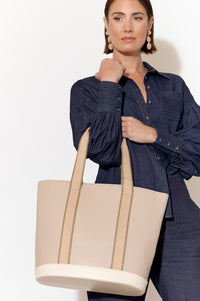 Thumbnail for Della Webbing Tote Bag - Mocha Cream