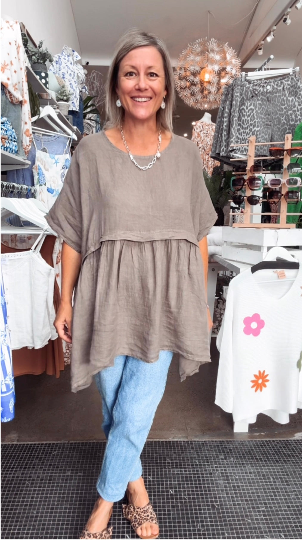 Geneva Linen Top - Olive
