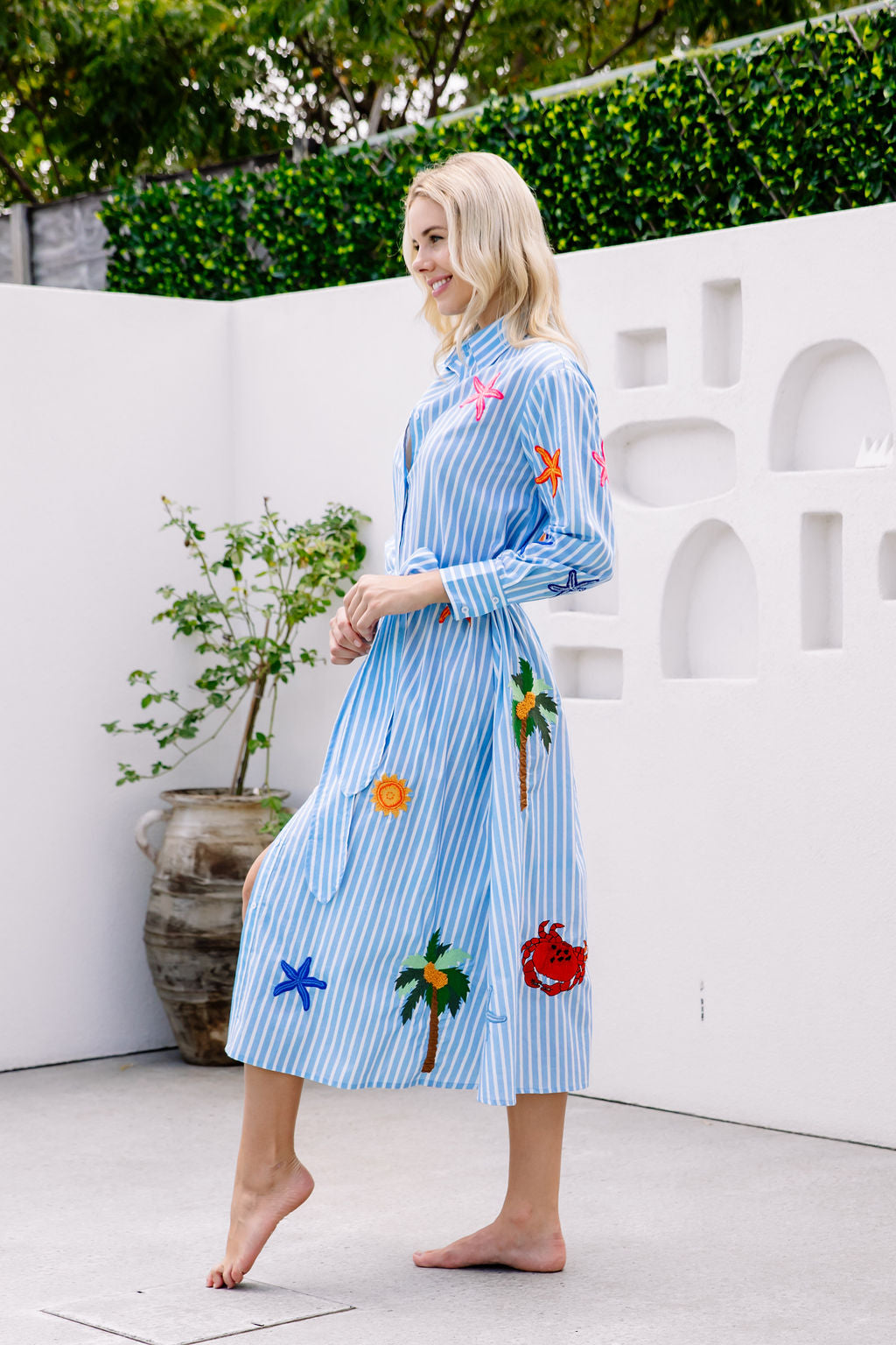 Maldives Shirt Dress - Blue Stripe