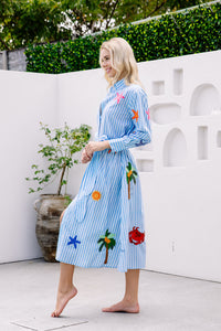 Thumbnail for Maldives Shirt Dress - Blue Stripe