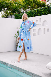 Thumbnail for Maldives Shirt Dress - Blue Stripe