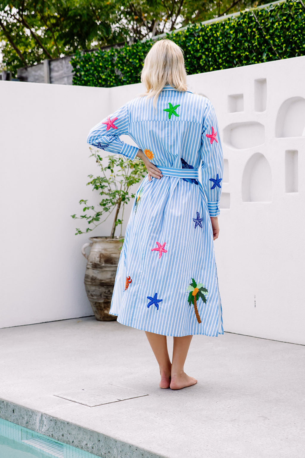 Maldives Shirt Dress - Blue Stripe