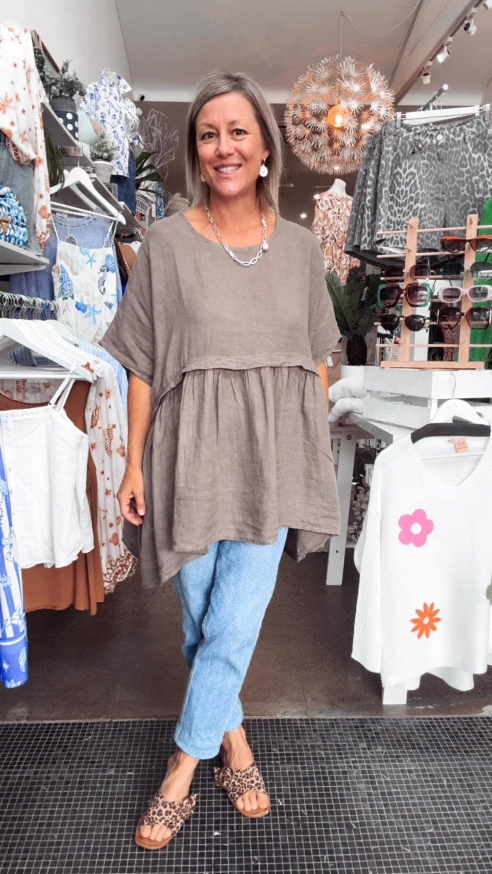 Geneva Linen Top - Olive
