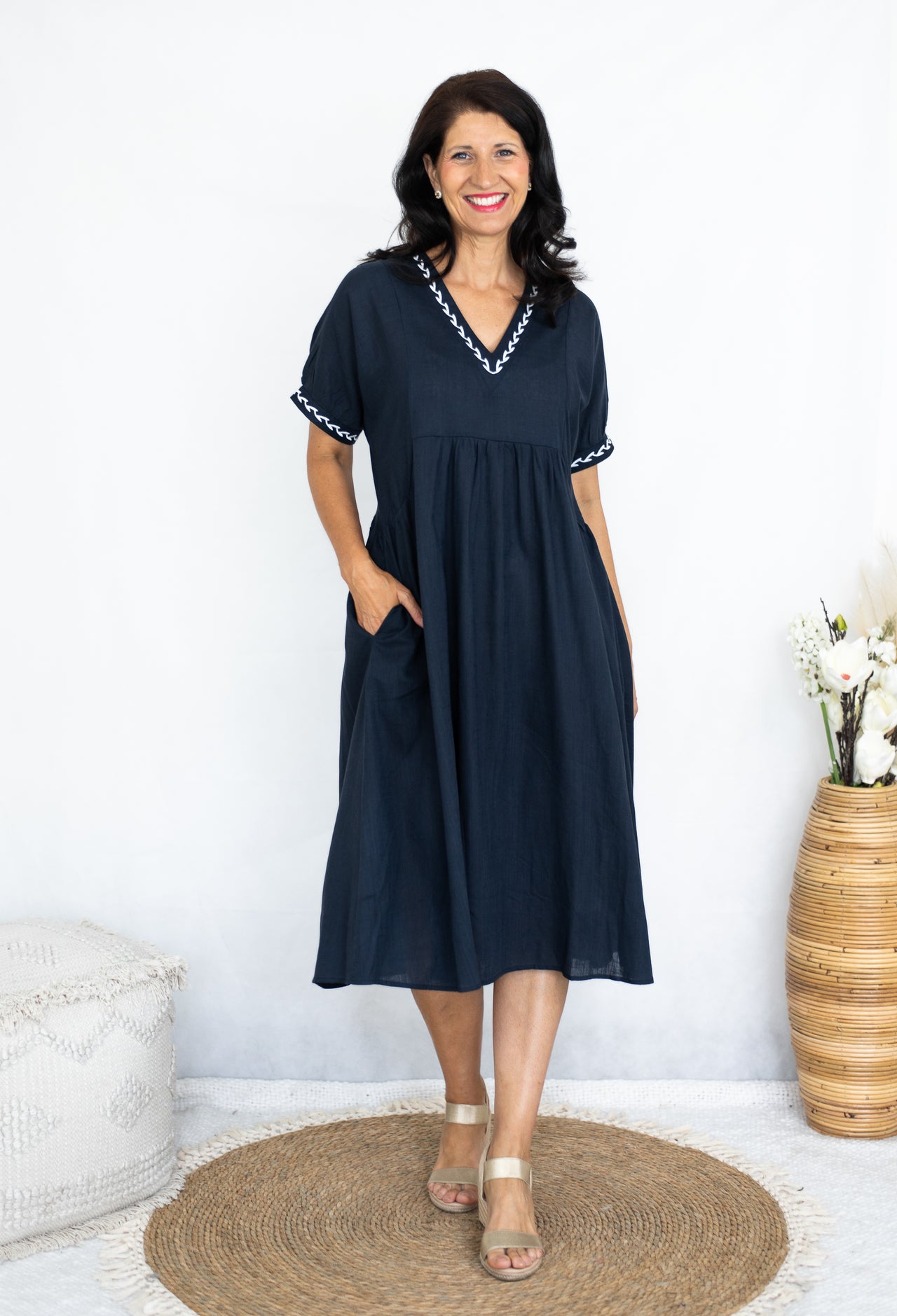 Nancy Midi Dress - Navy