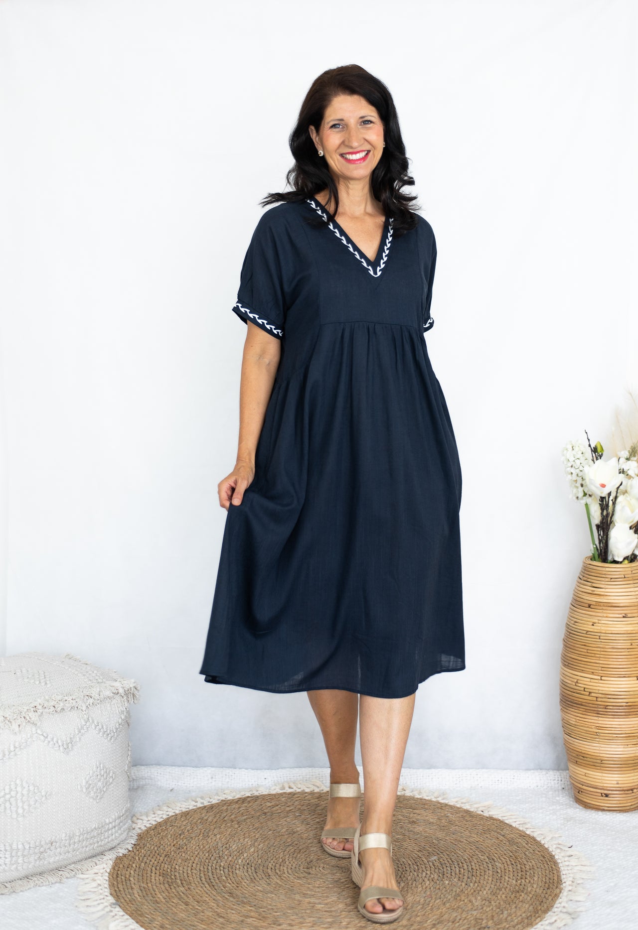 Nancy Midi Dress - Navy