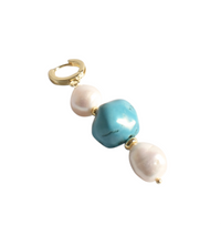 Thumbnail for Trio Stone Pearl Hoops - Turquoise