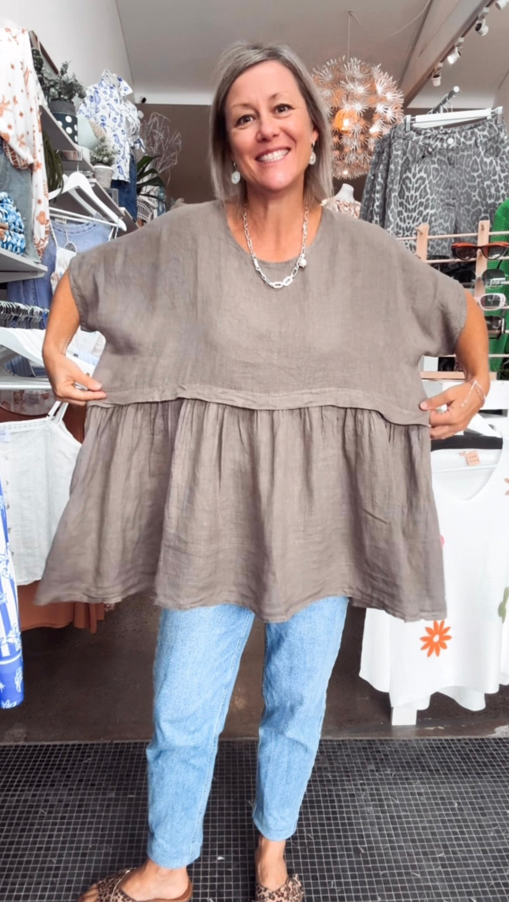 Geneva Linen Top - Olive