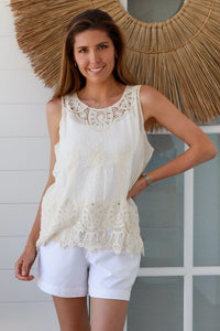 Thumbnail for Tiani Singlet Top - Cream