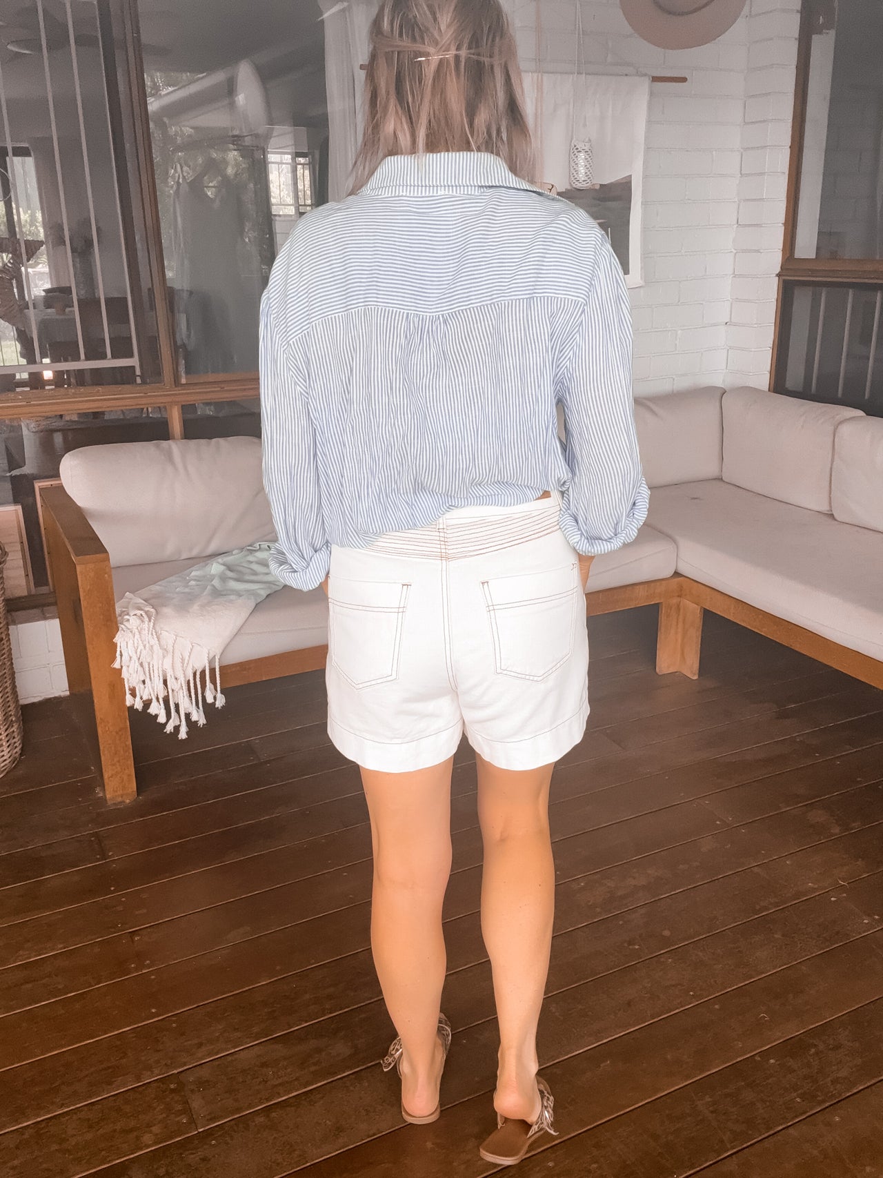 Nina Denim Short - White