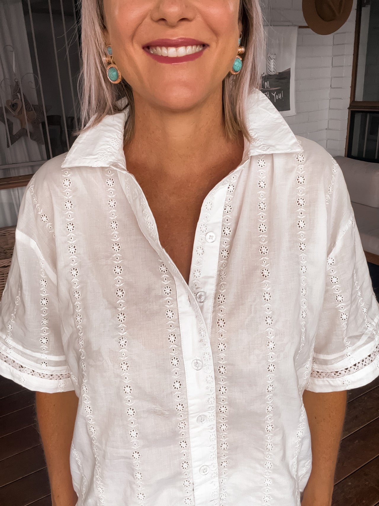 Nerida Broidery Top - White