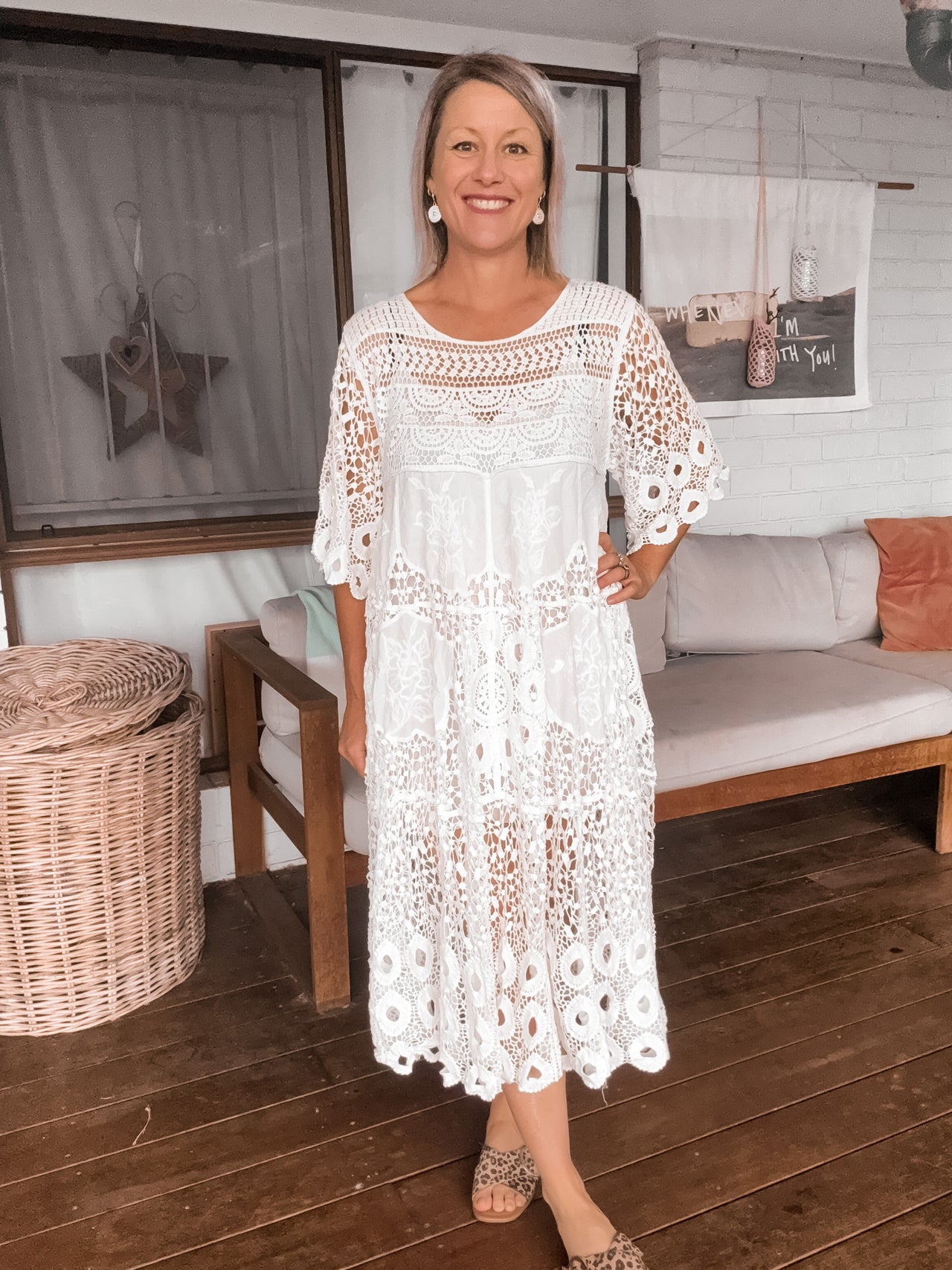 Cecelia Crochet Dress - White