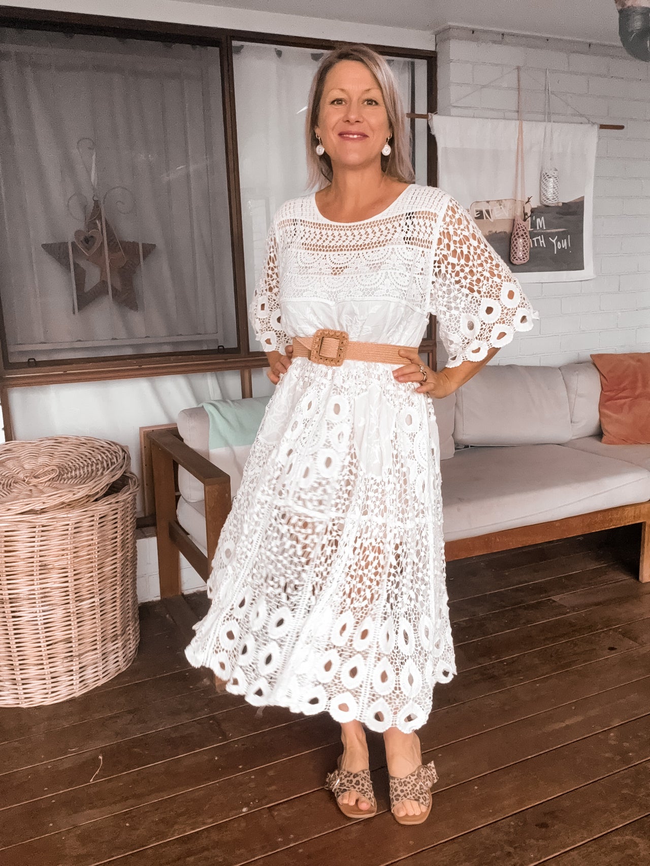 Cecelia Crochet Dress - White