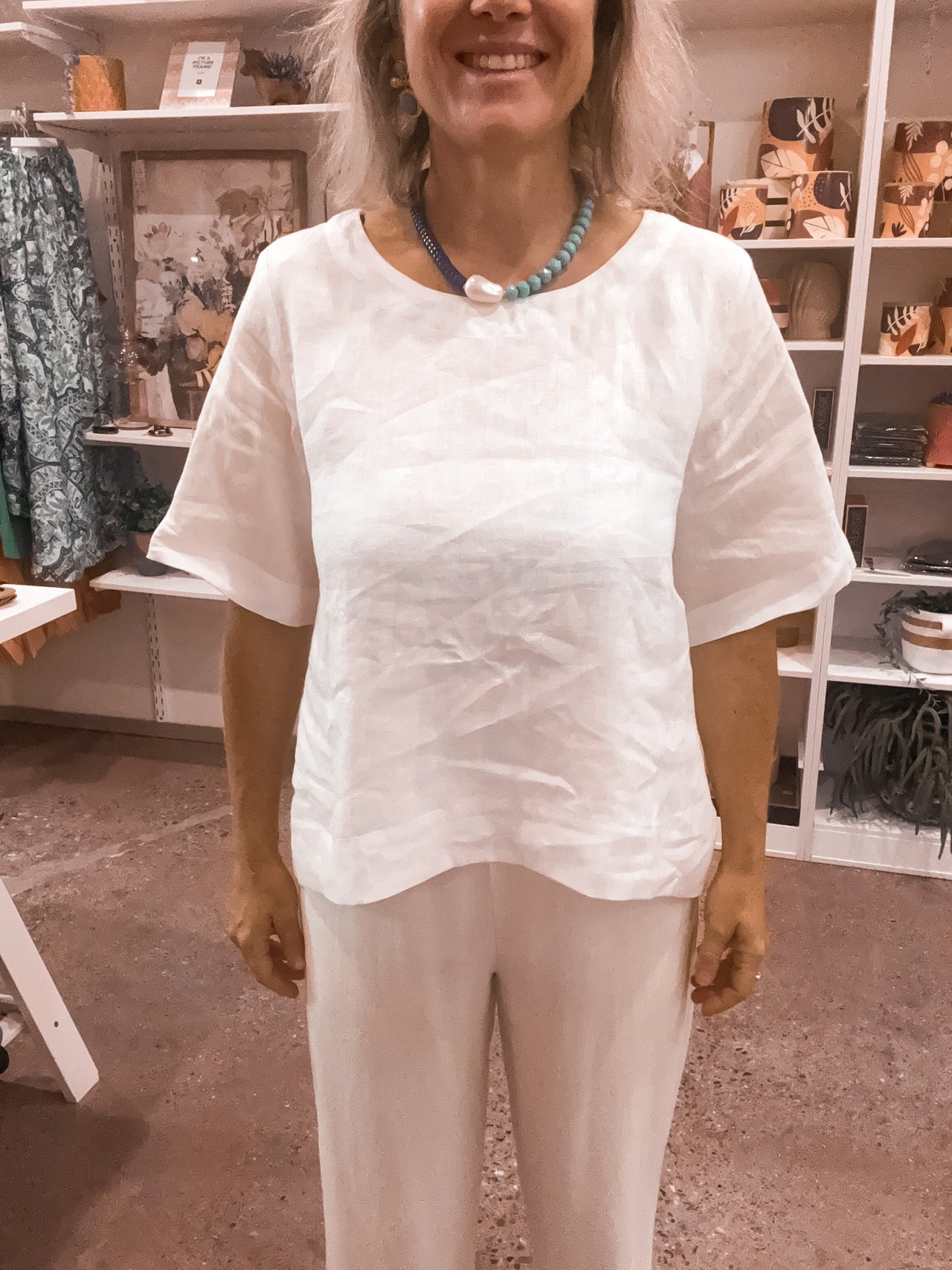 Zuri Linen Top - White