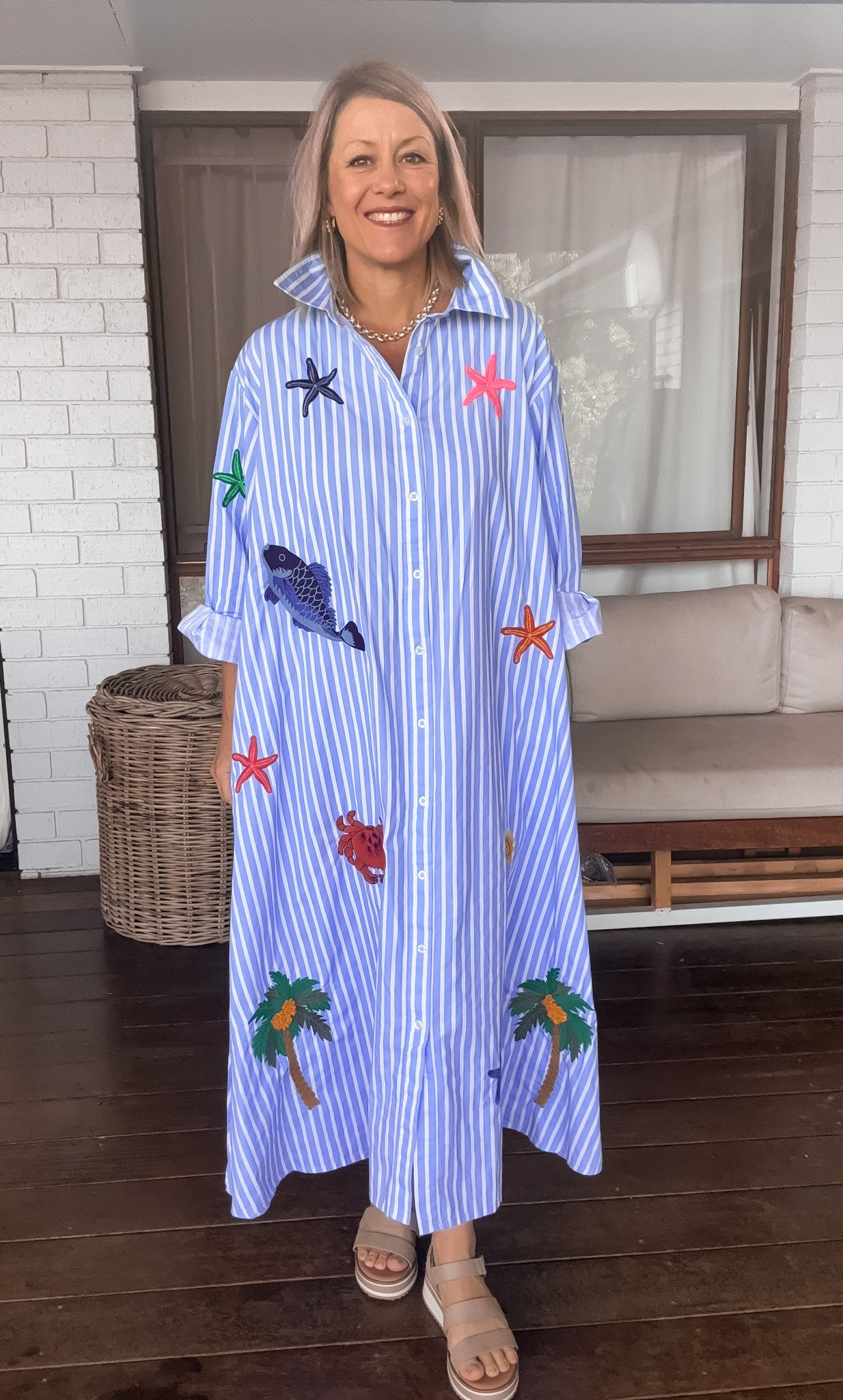 Maldives Shirt Dress - Blue Stripe