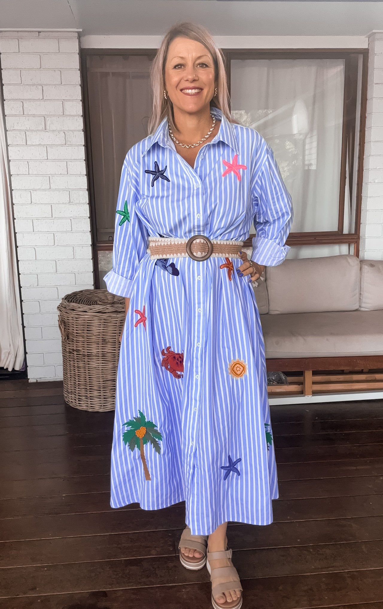 Maldives Shirt Dress - Blue Stripe