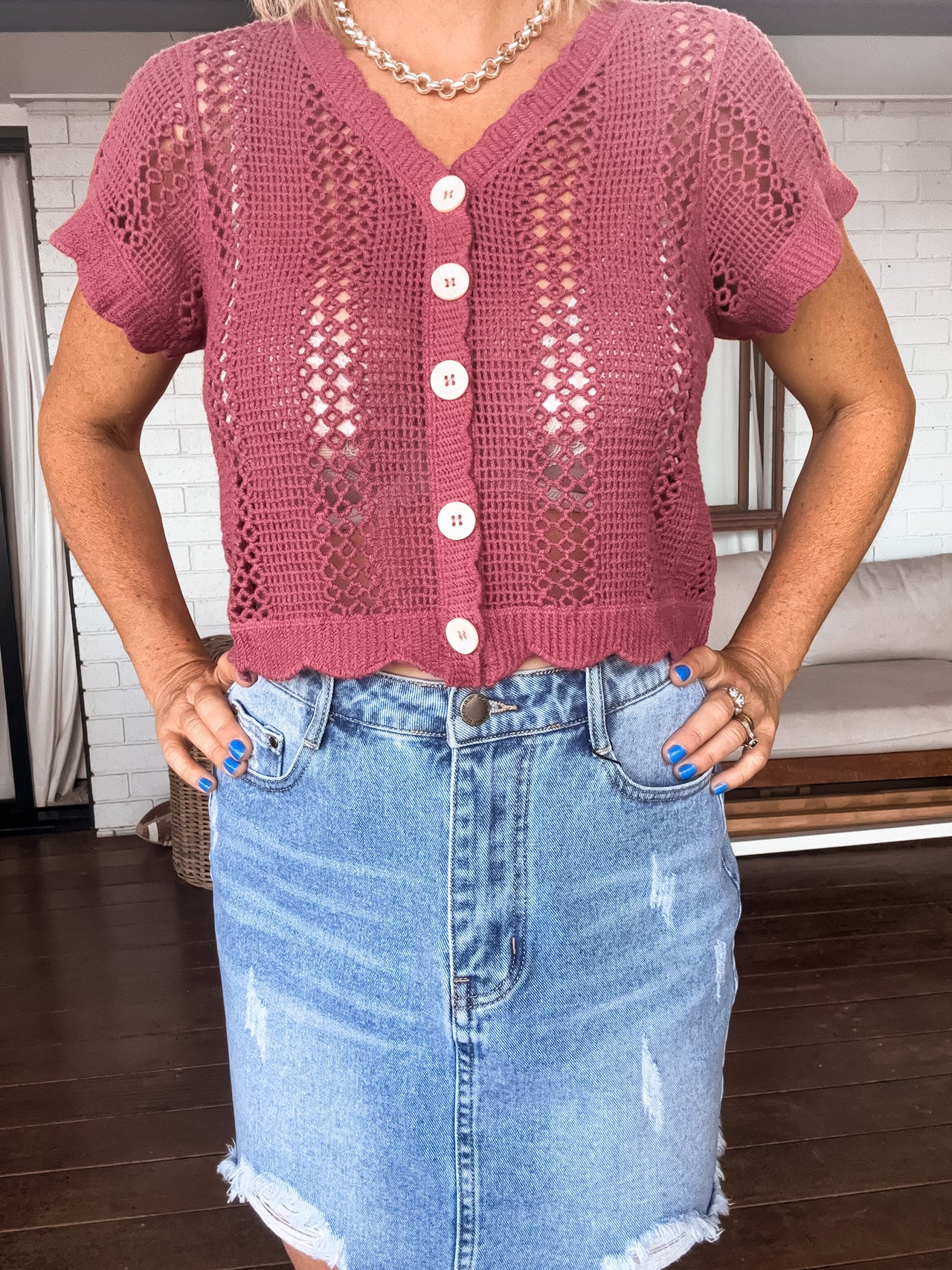 Celia Crochet Top - Red Ruby