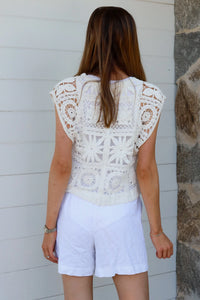 Thumbnail for California Crochet Vest - White