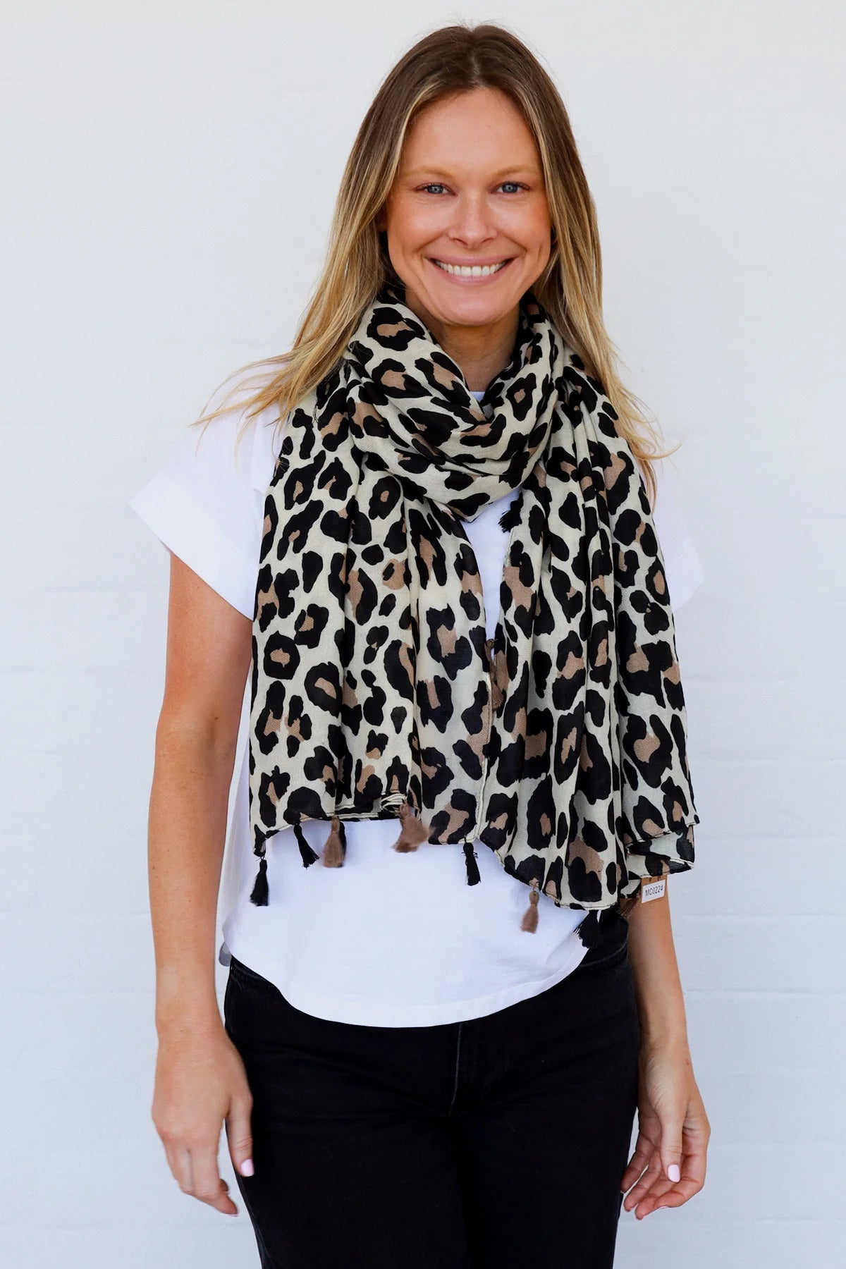 Scarf - White Leopard