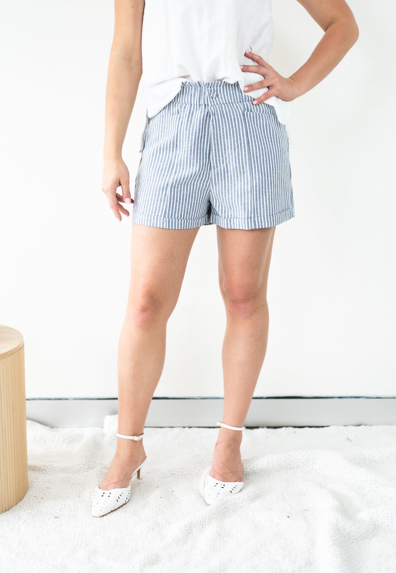 Carly Shorts - Navy Stripe