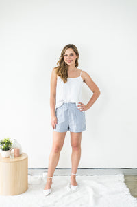 Thumbnail for Carly Shorts - Navy Stripe