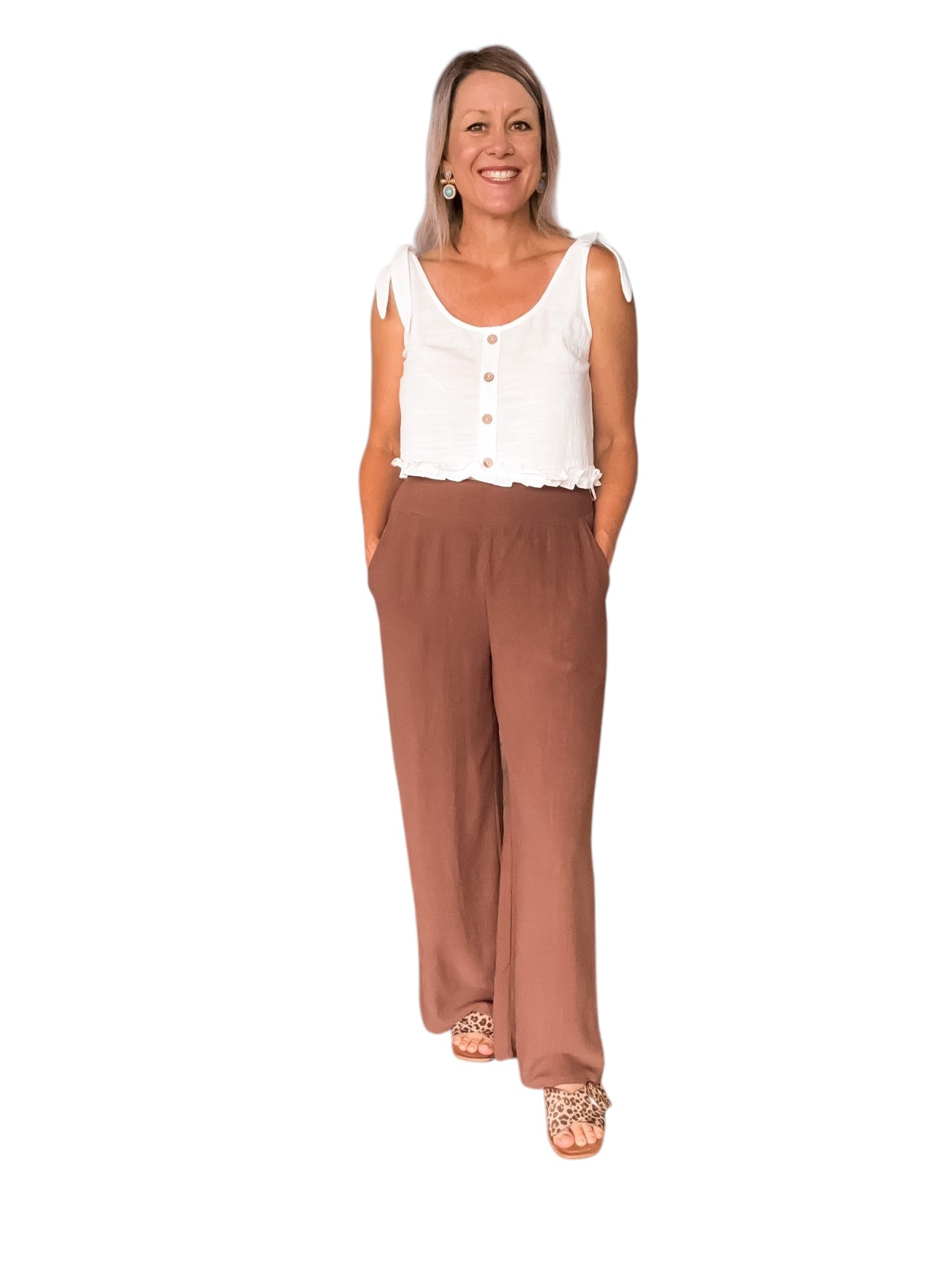 Luna Linen Pant - Chocolate