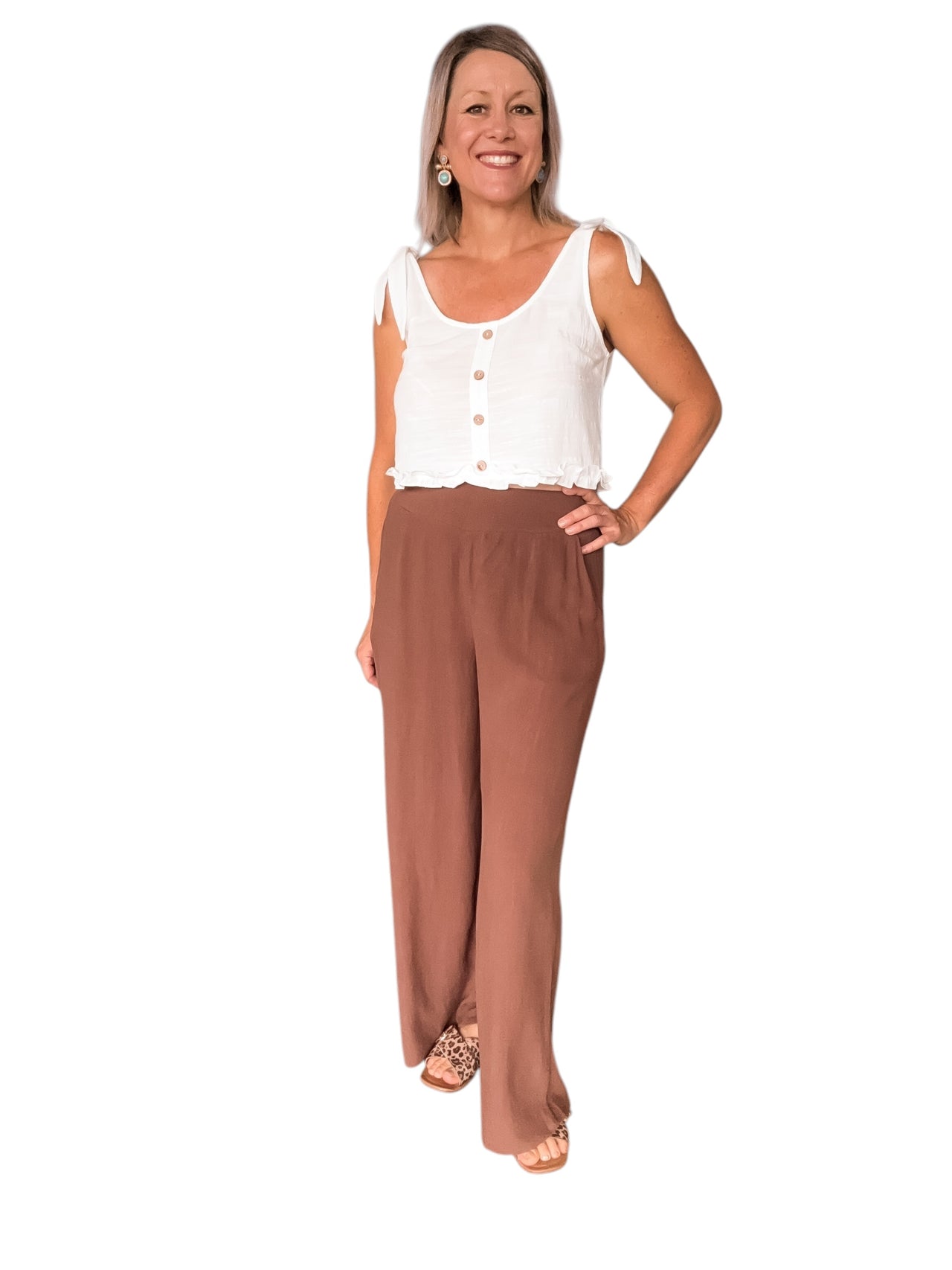 Luna Linen Pant - Chocolate