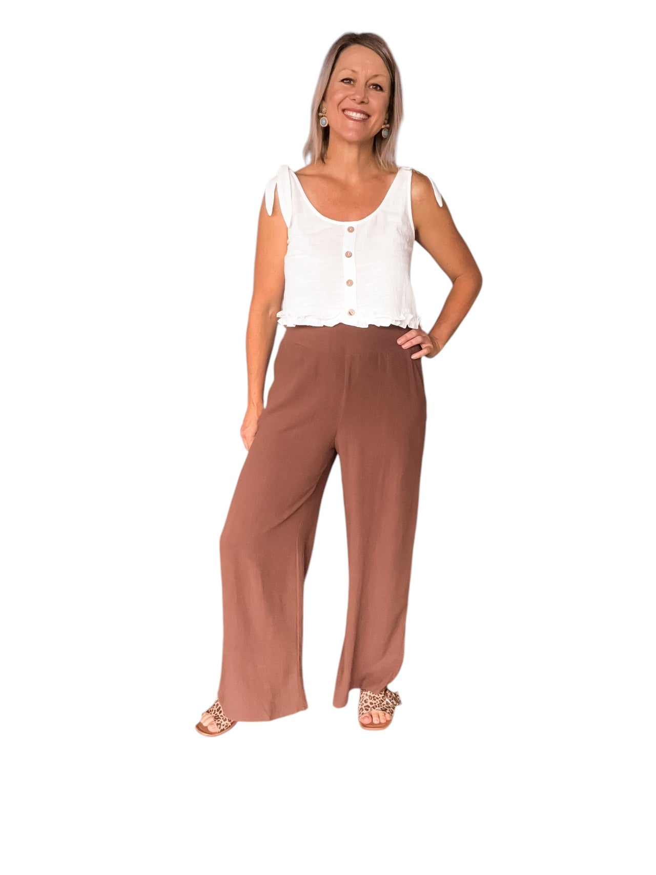 Luna Linen Pant - Chocolate