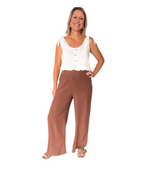 Thumbnail for Luna Linen Pant - Chocolate