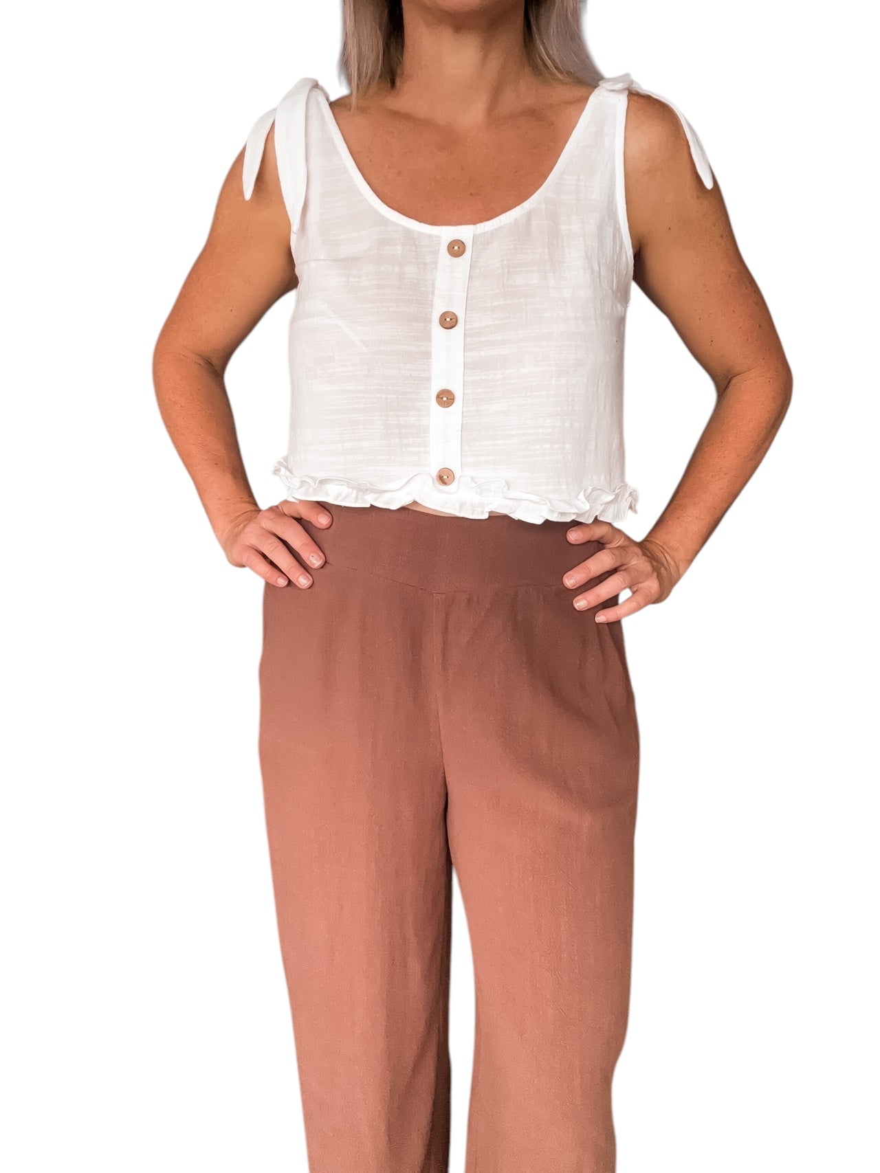 Luna Linen Pant - Chocolate