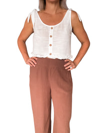 Thumbnail for Luna Linen Pant - Chocolate