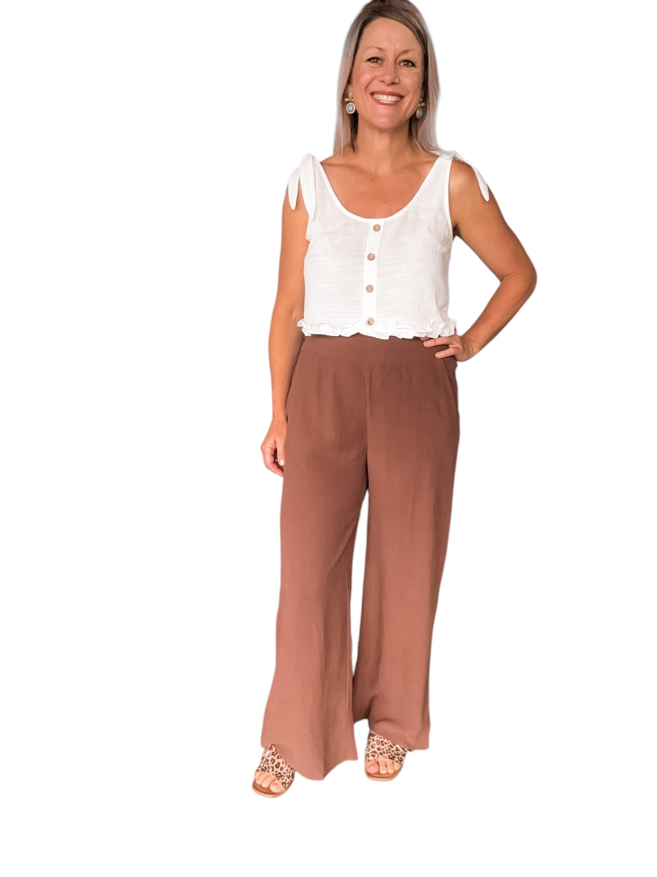 Luna Linen Pant - Chocolate