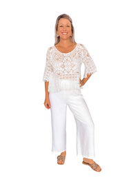 Thumbnail for Greece Linen Pant - White