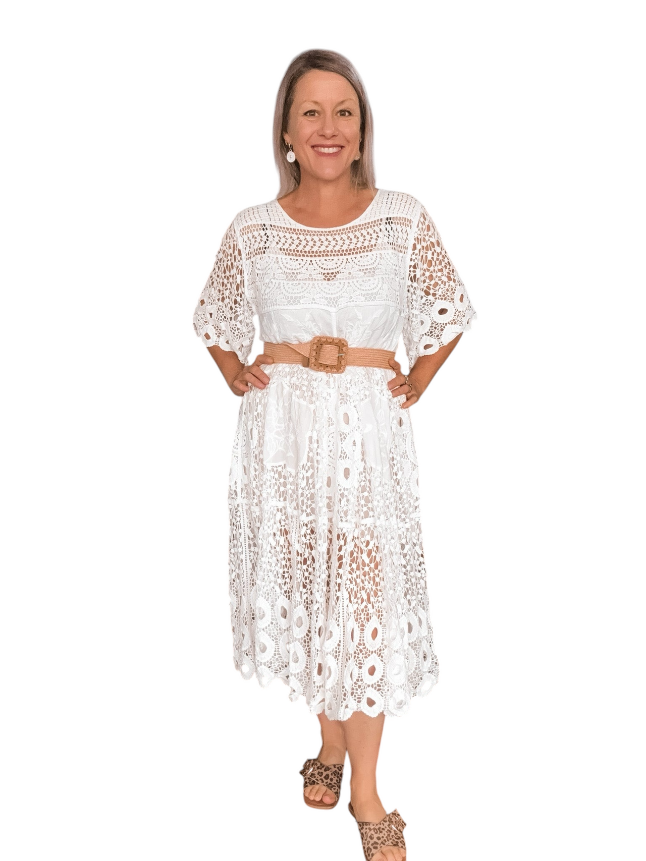 Cecelia Crochet Dress - White