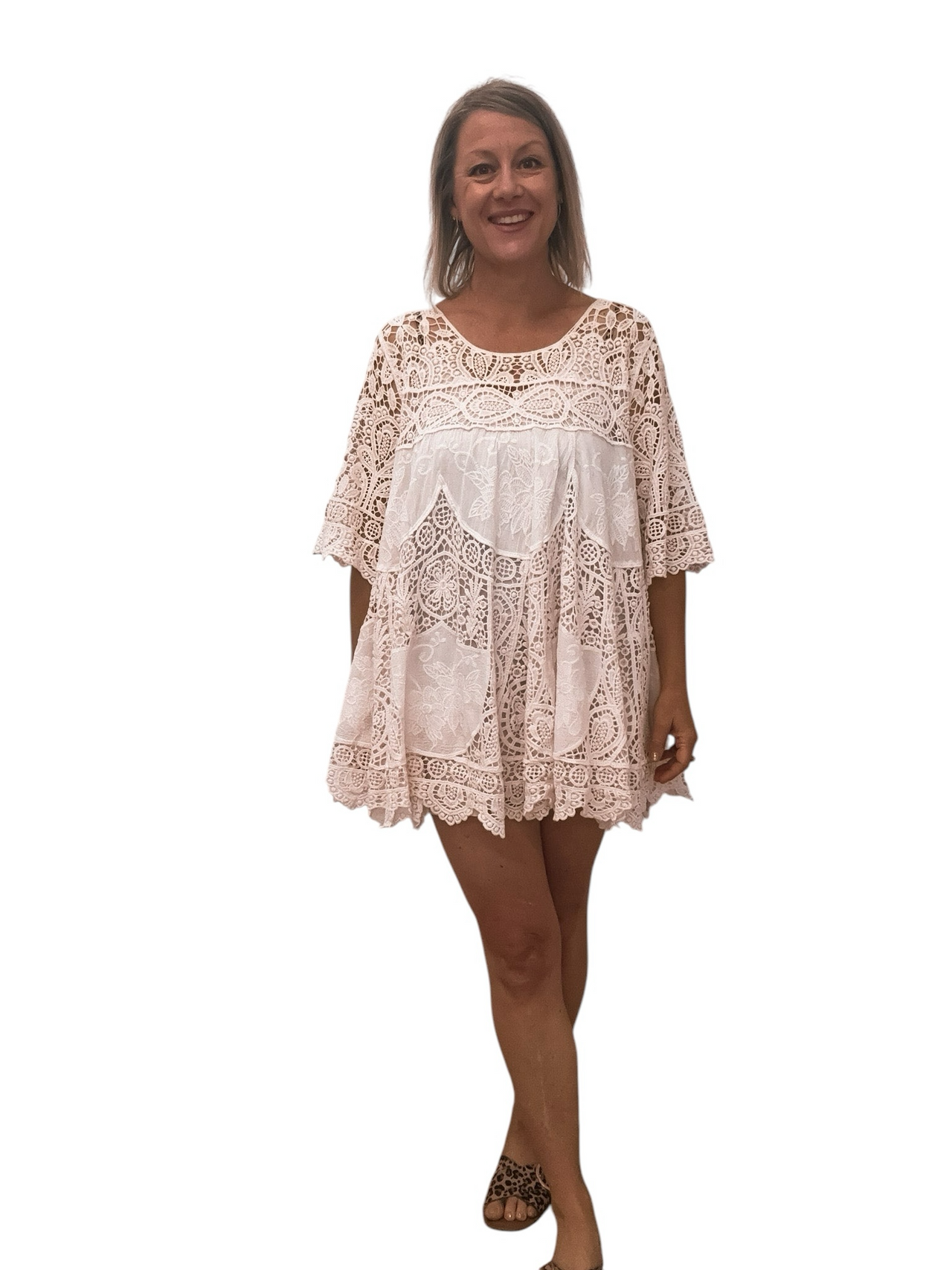 Cecil Crochet Dress - Cream