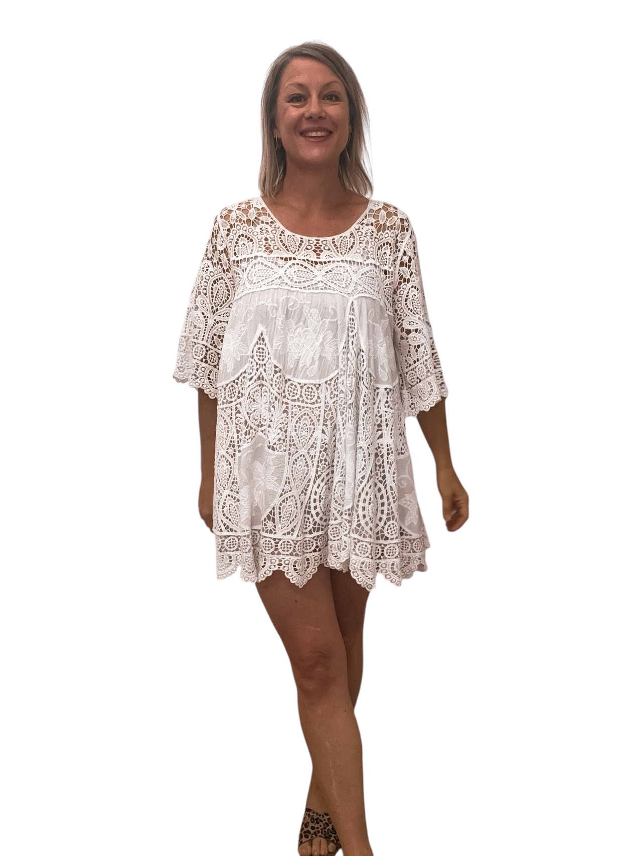 Cecil Crochet Dress - White