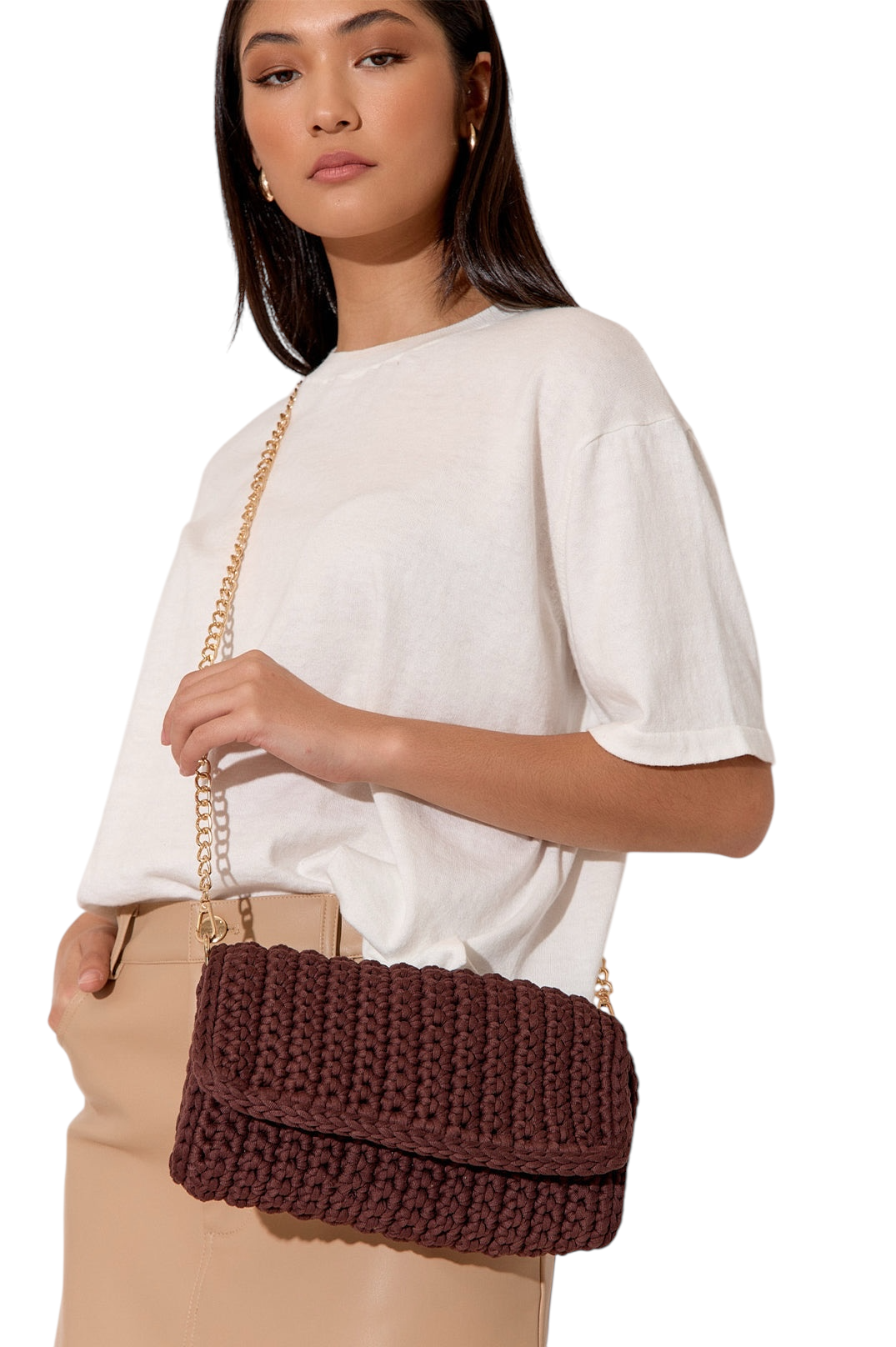 Katarina Knit Clutch Bag - Chocolate