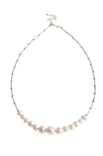 Pearl Front Necklace - Silver