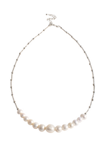 Thumbnail for Pearl Front Necklace - Silver