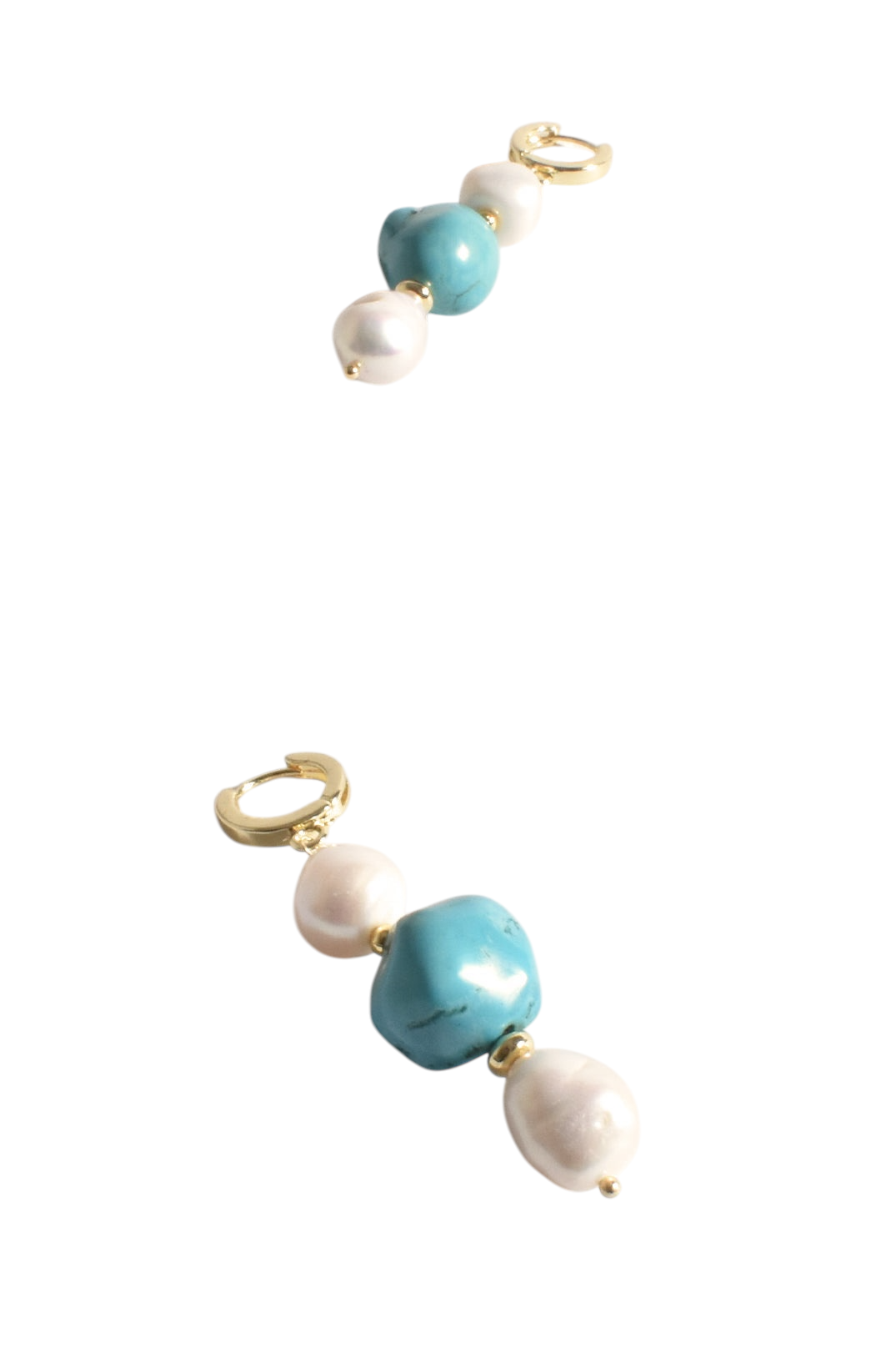 Trio Stone Pearl Hoops - Turquoise