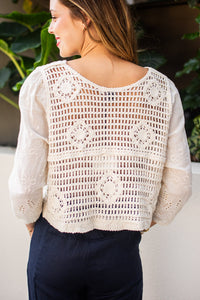 Thumbnail for Celina Crochet and Broidery Top - Natural