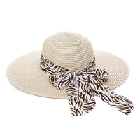 Thumbnail for Sun Hat - Beige Zebra Ribbon