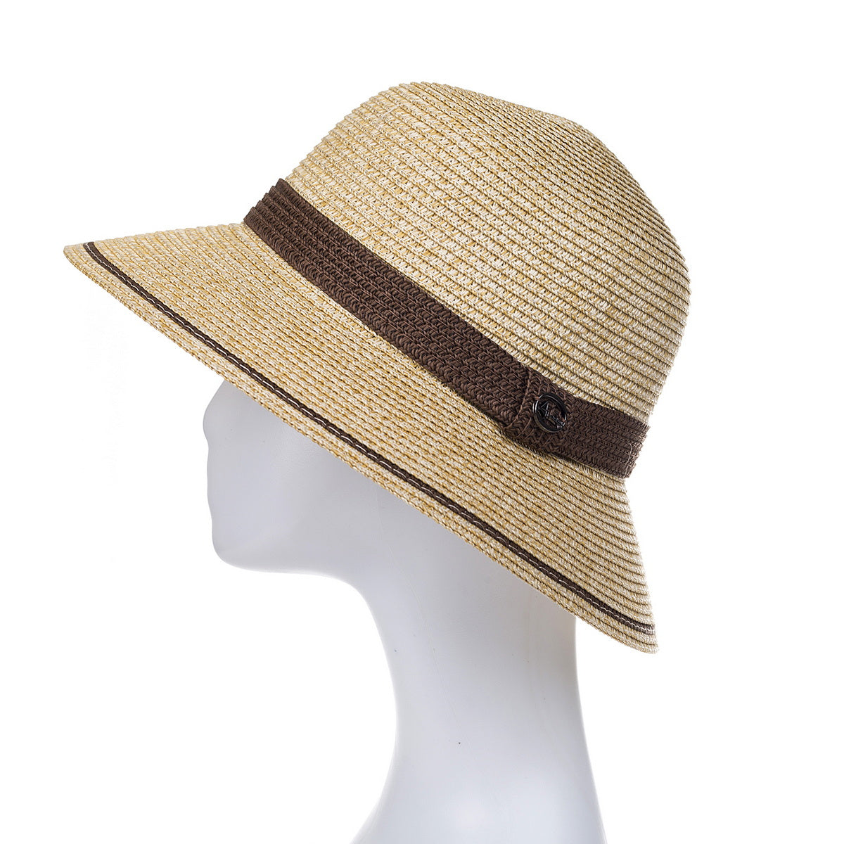 Sun Hat - Beige Brown Ribbon